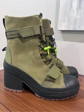Converse Chuck Taylor All Star GR82 Platform Combat Boots Dark Moss Green 10